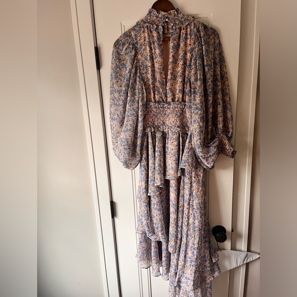 Revolve Elliatt $325 Astrid Smocked Waist Maxi Dress Periwinkle Turtleneck - Picture 4 of 7